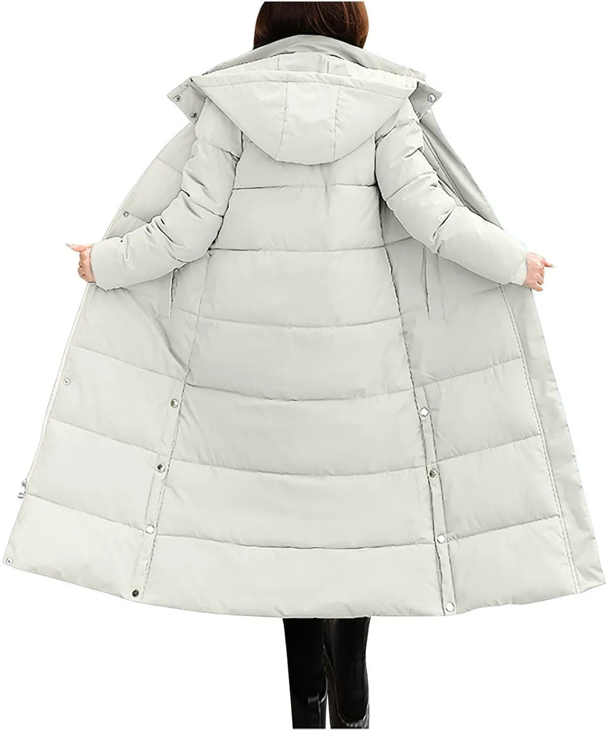 Women's Long Winter down Coat Warm Windproof Quilted Puffer Jacket Thicken Warm Puffy Parka with Hood Ski Outerwear