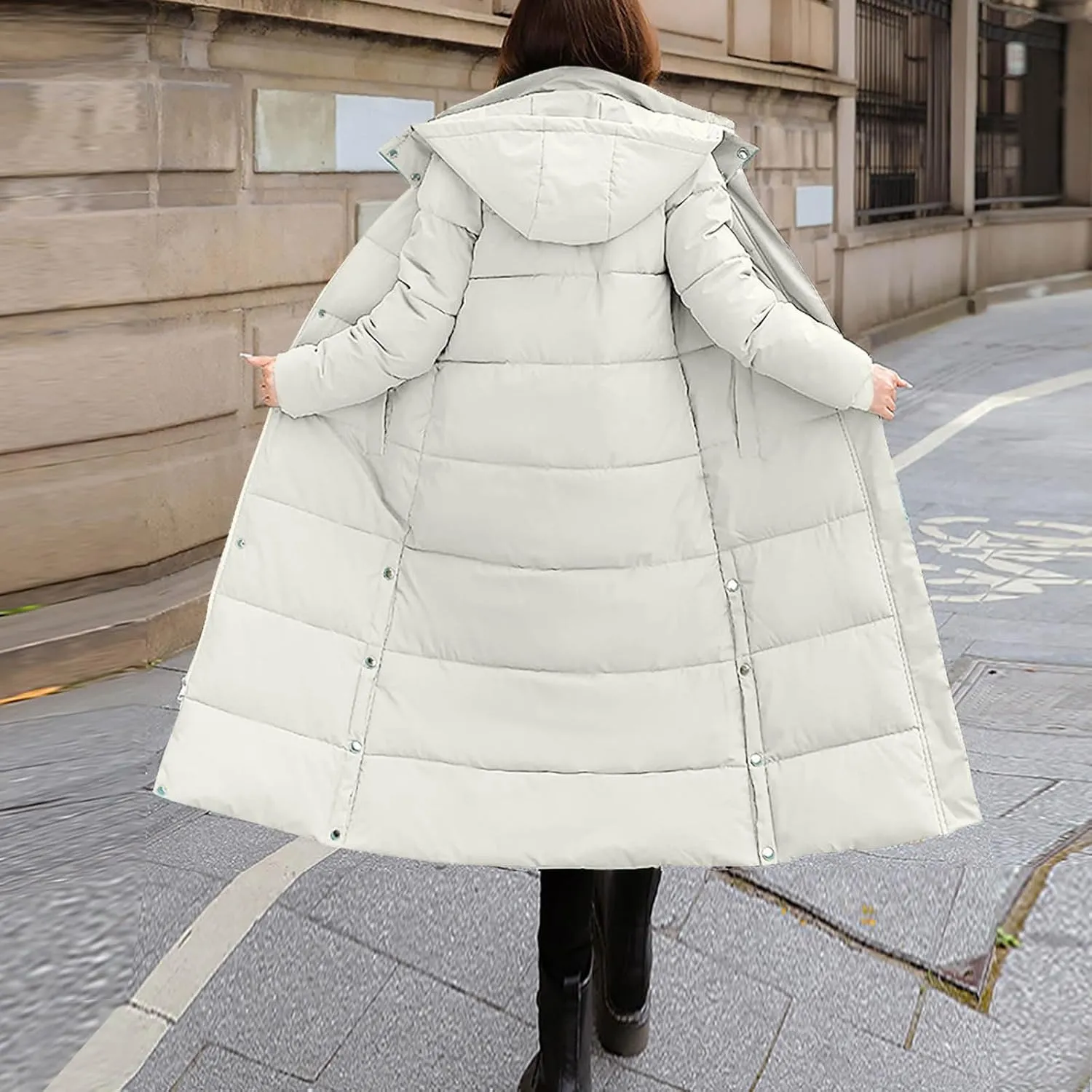 Women's Long Winter down Coat Warm Windproof Quilted Puffer Jacket Thicken Warm Puffy Parka with Hood Ski Outerwear